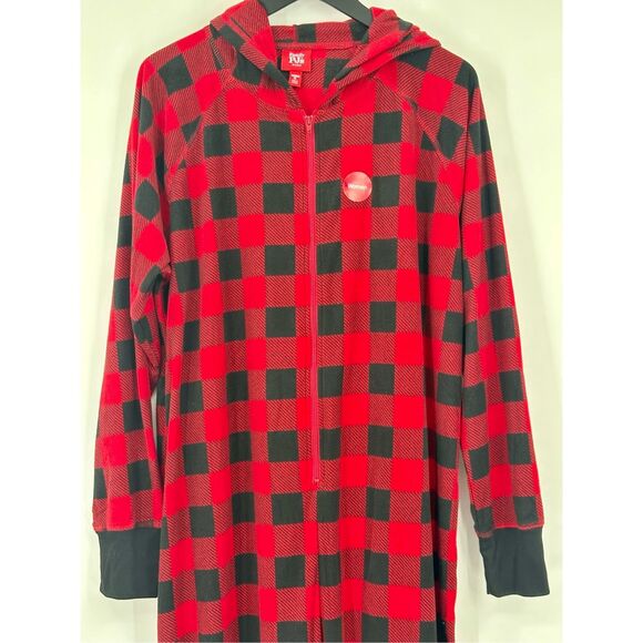 Macy’s Family PJ’s one piece women’s hooded black and red size XL - Picture 3 of 10